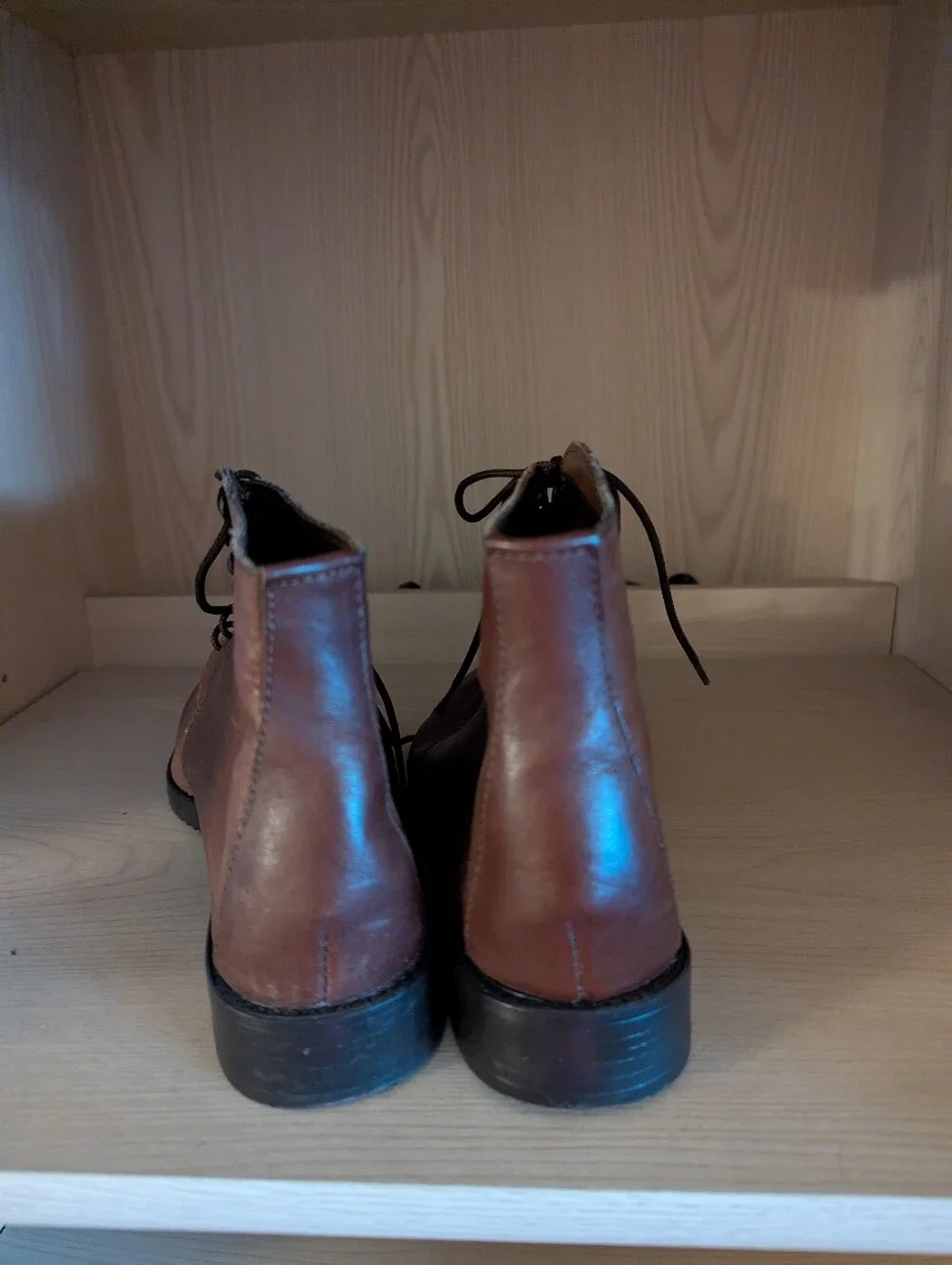 Women's Brown Leather Lace-Up Boots. Never Worn.